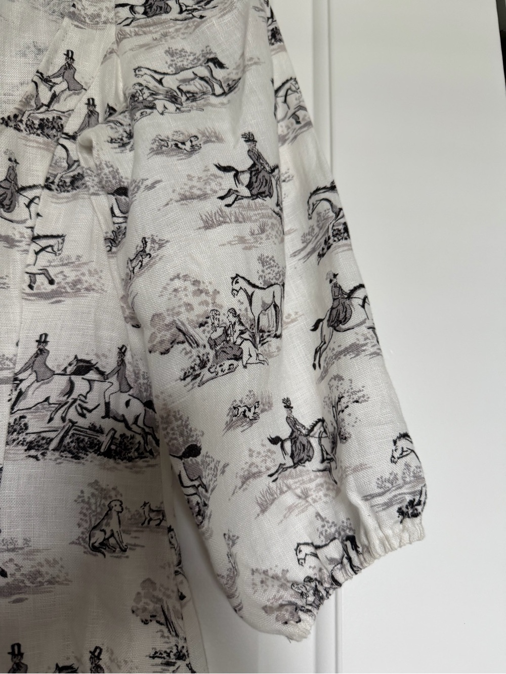 Reformation White Toile Print Puff-Sleeve Mini Dress - Picture 8 of 10